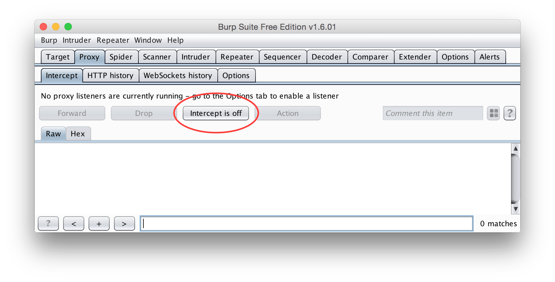Burp Suite Intercept Off