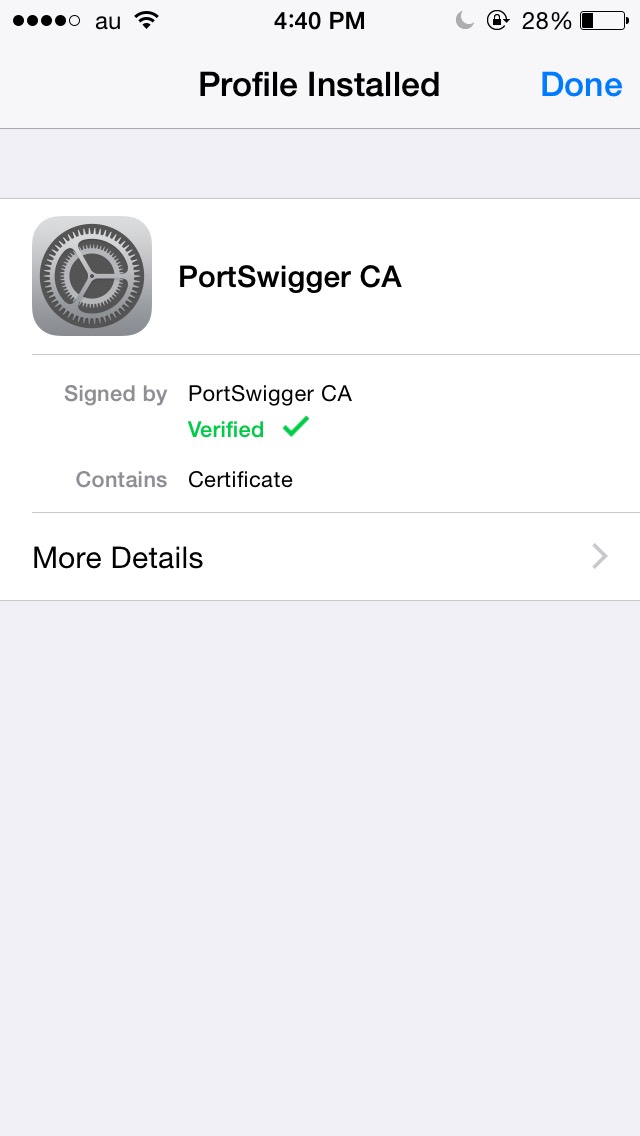 iOS Profile Installed