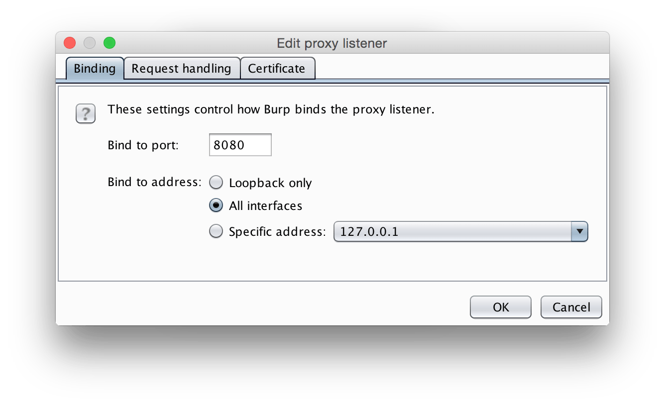 Burp Suite Proxy Listener Options